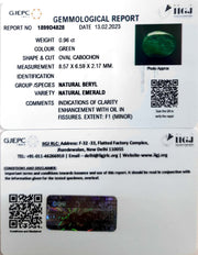 1.06/rt. Natural Cabochon Panna Stone with Govt. Lab Certificate (3441)